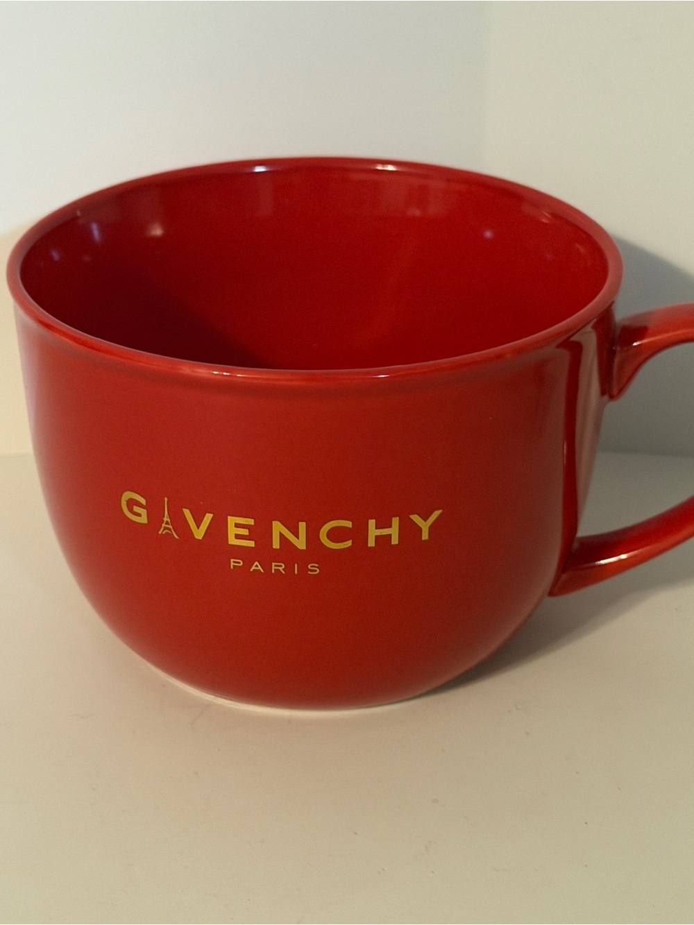 Givenchy Paris Red Soup Mug Cup 24 Oz Ceramic Logo Eiffel Tower Contemporary - Picture 8 of 8